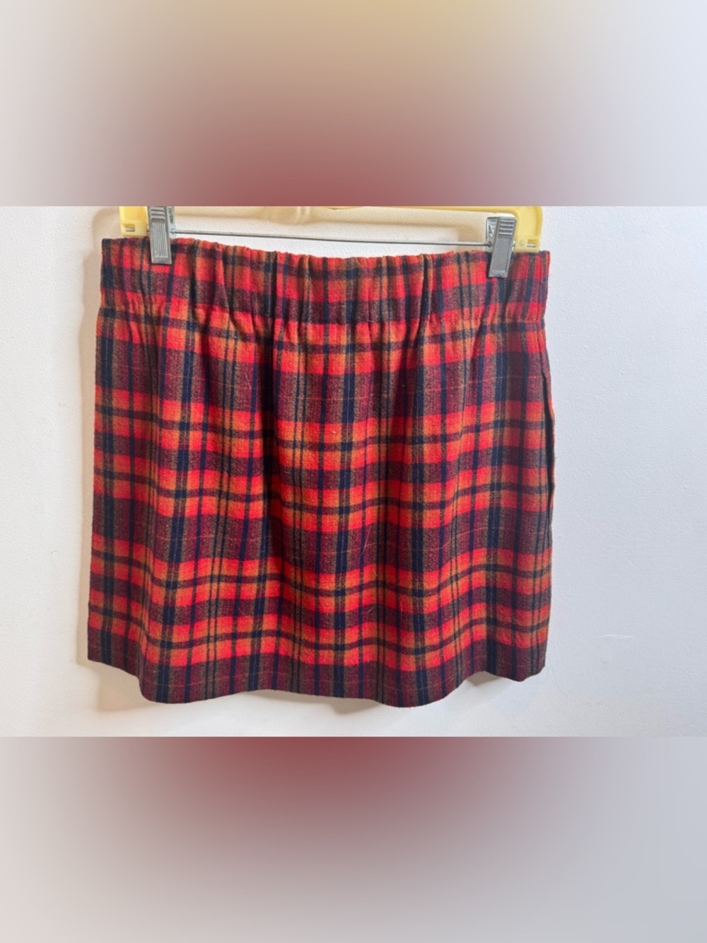 J. Crew Red and Black Plaid wool Mini Skirt - Picture 2 of 3